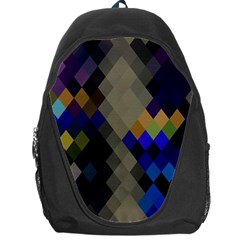 Background Of Blue Gold Brown Tan Purple Diamonds Backpack Bag by Nexatart