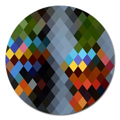 Diamond Abstract Background Background Of Diamonds In Colors Of Orange Yellow Green Blue And More Magnet 5  (round)