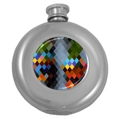 Diamond Abstract Background Background Of Diamonds In Colors Of Orange Yellow Green Blue And More Round Hip Flask (5 Oz) by Nexatart