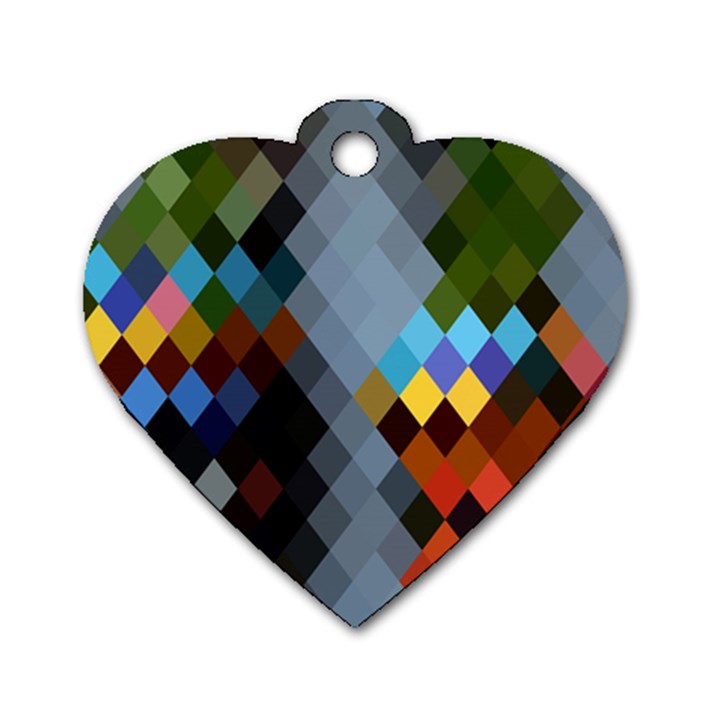 Diamond Abstract Background Background Of Diamonds In Colors Of Orange Yellow Green Blue And More Dog Tag Heart (One Side)