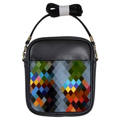 Diamond Abstract Background Background Of Diamonds In Colors Of Orange Yellow Green Blue And More Girls Sling Bags by Nexatart