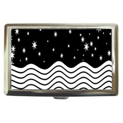 Black And White Waves And Stars Abstract Backdrop Clipart Cigarette Money Cases by Nexatart