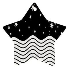 Black And White Waves And Stars Abstract Backdrop Clipart Star Ornament (two Sides) by Nexatart