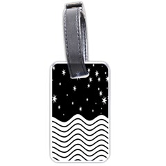 Black And White Waves And Stars Abstract Backdrop Clipart Luggage Tags (one Side) 