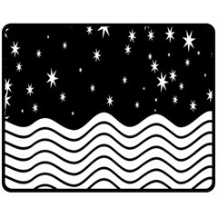 Black And White Waves And Stars Abstract Backdrop Clipart Double Sided Fleece Blanket (medium) 