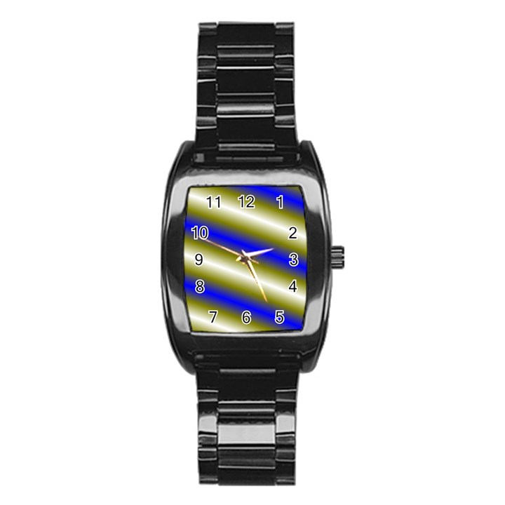 Color Diagonal Gradient Stripes Stainless Steel Barrel Watch