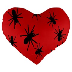 Illustration With Spiders Large 19  Premium Flano Heart Shape Cushions by Nexatart