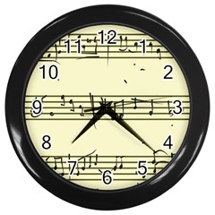 Music Notes On A Color Background Wall Clocks (black) by Nexatart