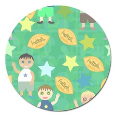 Football Kids Children Pattern Magnet 5  (round) by Nexatart