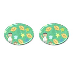 Football Kids Children Pattern Cufflinks (oval) by Nexatart