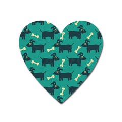 Happy Dogs Animals Pattern Heart Magnet by Nexatart