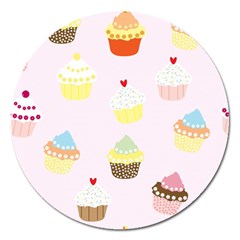 Seamless Cupcakes Wallpaper Pattern Background Magnet 5  (round) by Nexatart