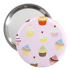 Seamless Cupcakes Wallpaper Pattern Background 3  Handbag Mirrors by Nexatart