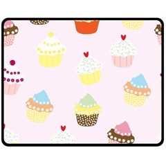 Seamless Cupcakes Wallpaper Pattern Background Double Sided Fleece Blanket (medium) 