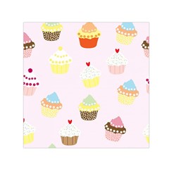 Seamless Cupcakes Wallpaper Pattern Background Small Satin Scarf (square) by Nexatart