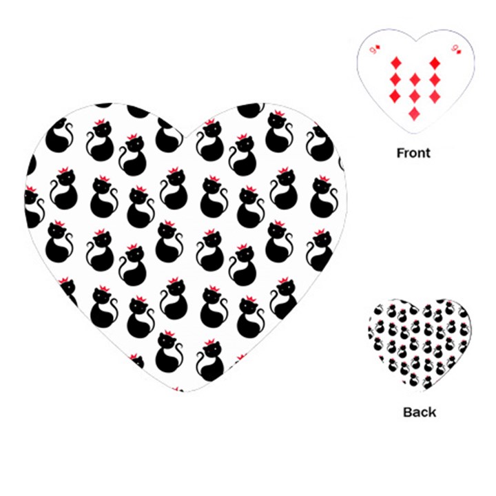 Cat Seamless Animals Pattern Playing Cards (Heart) 