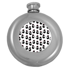 Cat Seamless Animals Pattern Round Hip Flask (5 Oz) by Nexatart