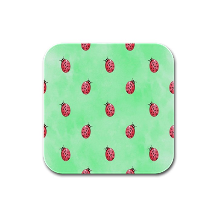 Pretty Background With A Ladybird Image Rubber Square Coaster (4 pack) 