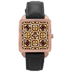Abstract Seamless Background Pattern Rose Gold Leather Watch 