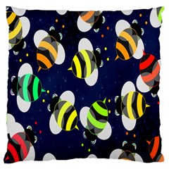 Bees Cartoon Bee Pattern Large Cushion Case (two Sides) by Nexatart