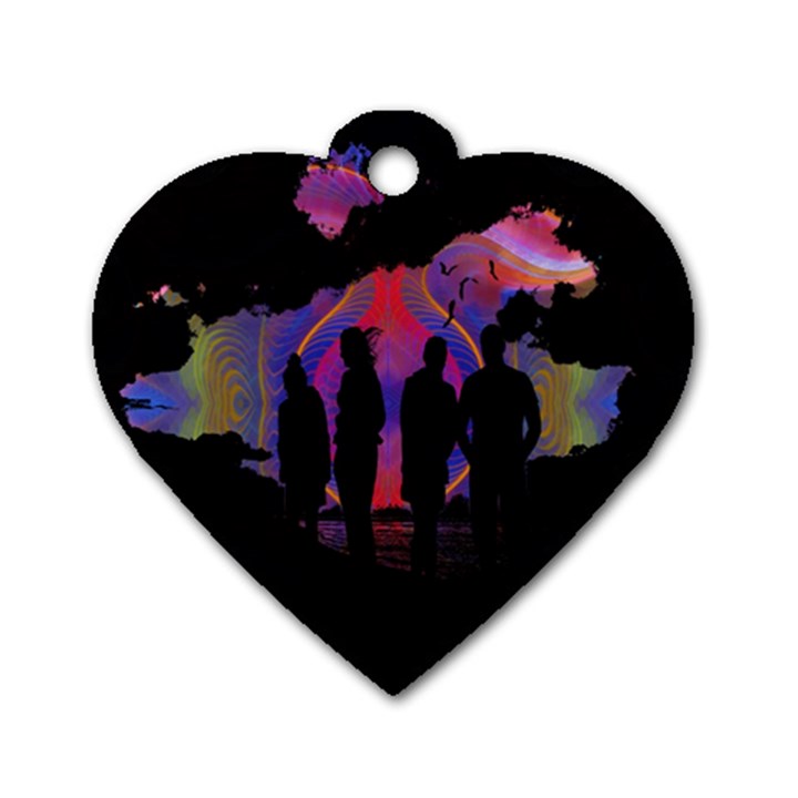 Abstract Surreal Sunset Dog Tag Heart (One Side)