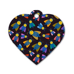 Bees Animal Insect Pattern Dog Tag Heart (two Sides) by Nexatart