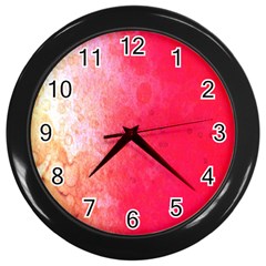 Abstract Red And Gold Ink Blot Gradient Wall Clocks (Black)