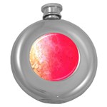 Abstract Red And Gold Ink Blot Gradient Round Hip Flask (5 oz) Front