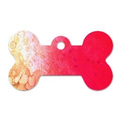 Abstract Red And Gold Ink Blot Gradient Dog Tag Bone (One Side)