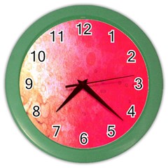 Abstract Red And Gold Ink Blot Gradient Color Wall Clocks