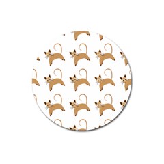 Cute Cats Seamless Wallpaper Background Pattern Magnet 3  (round) by Nexatart