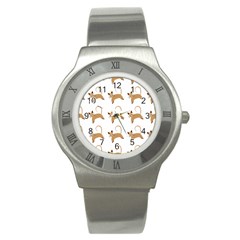 Cute Cats Seamless Wallpaper Background Pattern Stainless Steel Watch by Nexatart