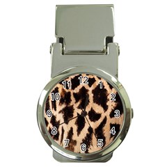 Yellow And Brown Spots On Giraffe Skin Texture Money Clip Watches by Nexatart