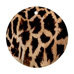 Yellow And Brown Spots On Giraffe Skin Texture Round Ornament (two Sides)