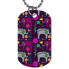 Love Colorful Elephants Background Dog Tag (one Side) by Nexatart