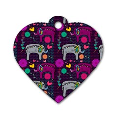 Love Colorful Elephants Background Dog Tag Heart (one Side) by Nexatart