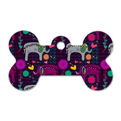 Love Colorful Elephants Background Dog Tag Bone (two Sides) by Nexatart