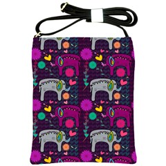Love Colorful Elephants Background Shoulder Sling Bags by Nexatart