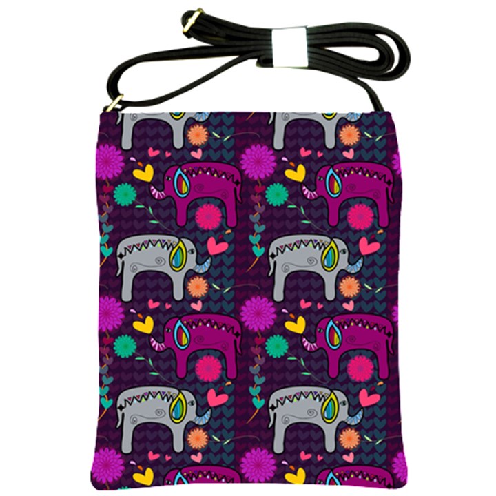 Love Colorful Elephants Background Shoulder Sling Bags