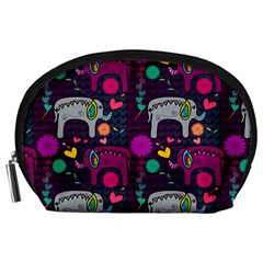 Love Colorful Elephants Background Accessory Pouches (large)  by Nexatart