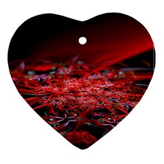 Red Fractal Valley In 3d Glass Frame Ornament (heart) by Nexatart