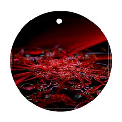 Red Fractal Valley In 3d Glass Frame Round Ornament (two Sides) by Nexatart