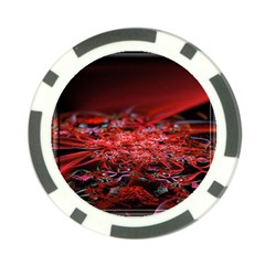 Red Fractal Valley In 3d Glass Frame Poker Chip Card Guard by Nexatart