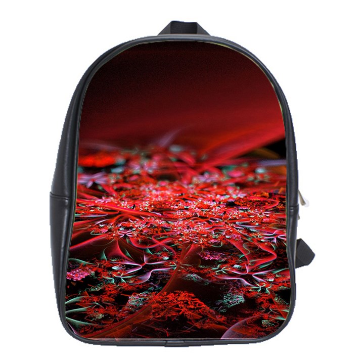 Red Fractal Valley In 3d Glass Frame School Bags (XL) 