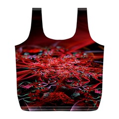 Red Fractal Valley In 3d Glass Frame Full Print Recycle Bags (l)  by Nexatart