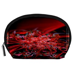 Red Fractal Valley In 3d Glass Frame Accessory Pouches (large)  by Nexatart