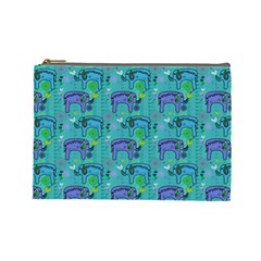 Elephants Animals Pattern Cosmetic Bag (large)  by Nexatart