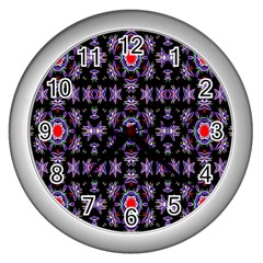 Digital Computer Graphic Seamless Wallpaper Wall Clocks (silver) 