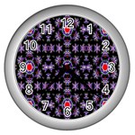 Digital Computer Graphic Seamless Wallpaper Wall Clocks (Silver)  Front