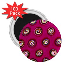 Digitally Painted Abstract Polka Dot Swirls On A Pink Background 2 25  Magnets (100 Pack)  by Nexatart